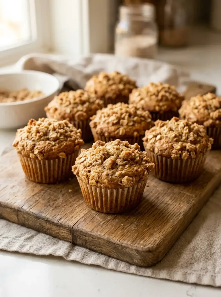 Banana muffins with streusel topping