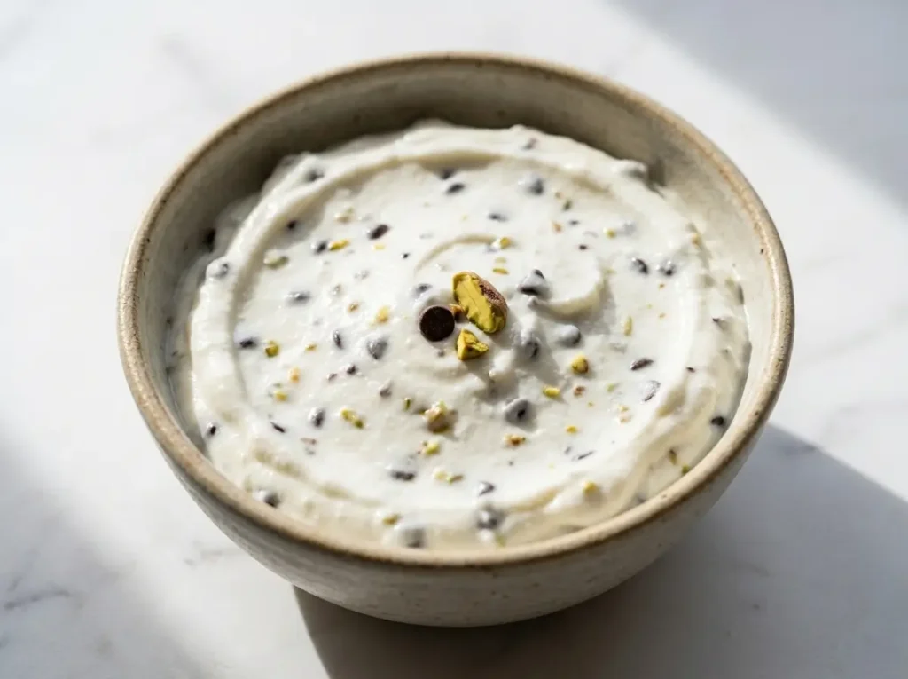 A flawless, stable cannoli filling recipe texture ready for piping.
