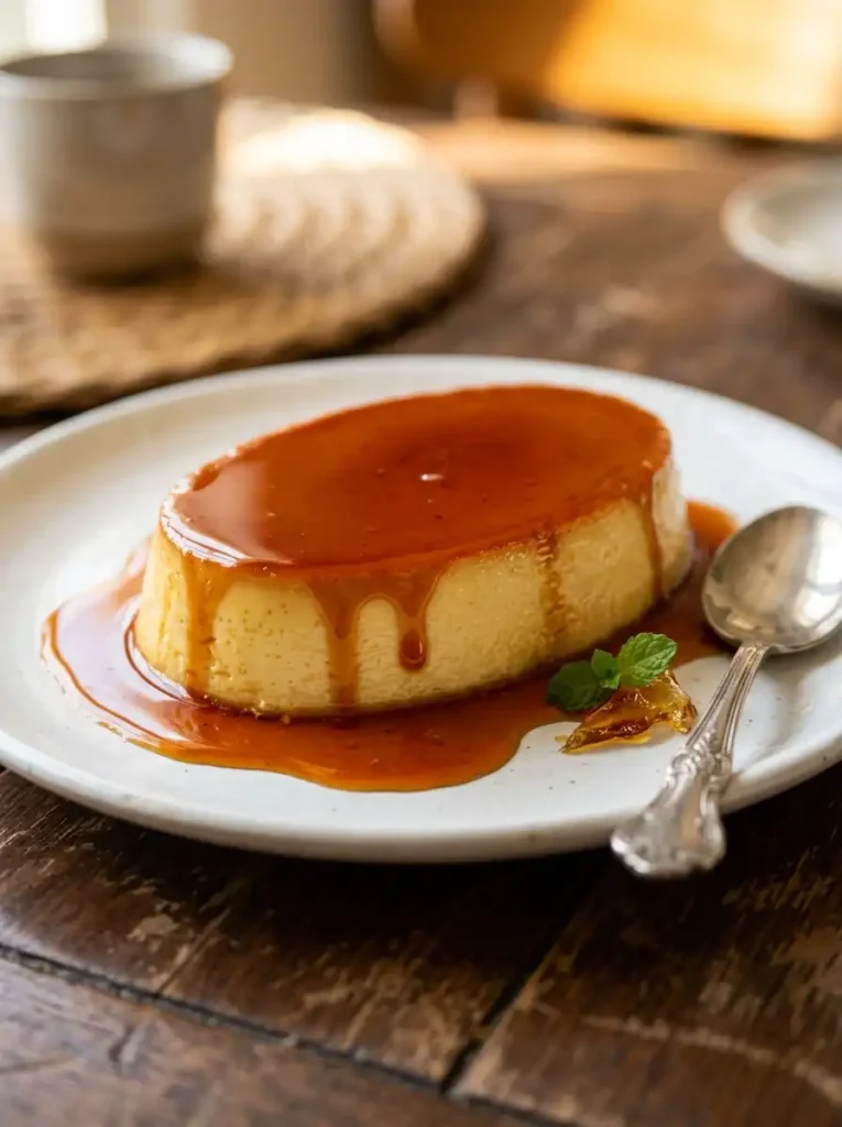 Traditional leche flan filipino dessert with rich caramel topping,