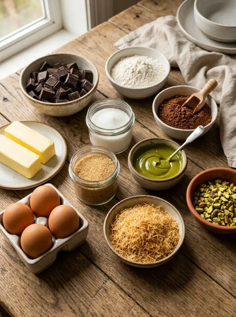 Ingredients for Dubai chocolate brownies