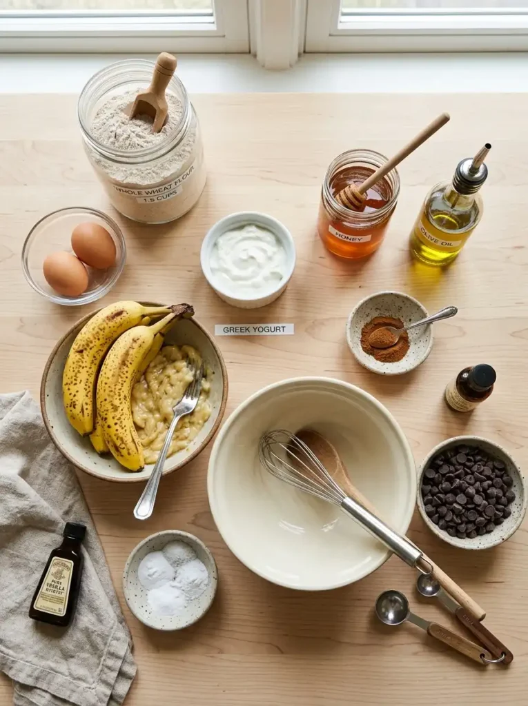 ingredients for healthy banana muffins recipe