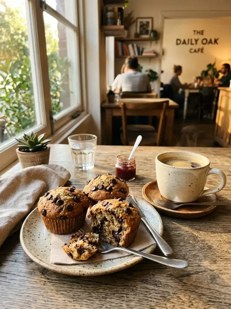 healthy banana muffins served with coffee