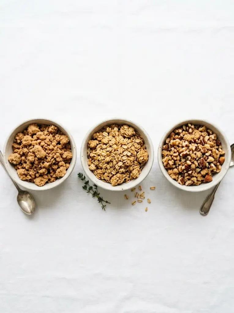 Different variations of streusel topping