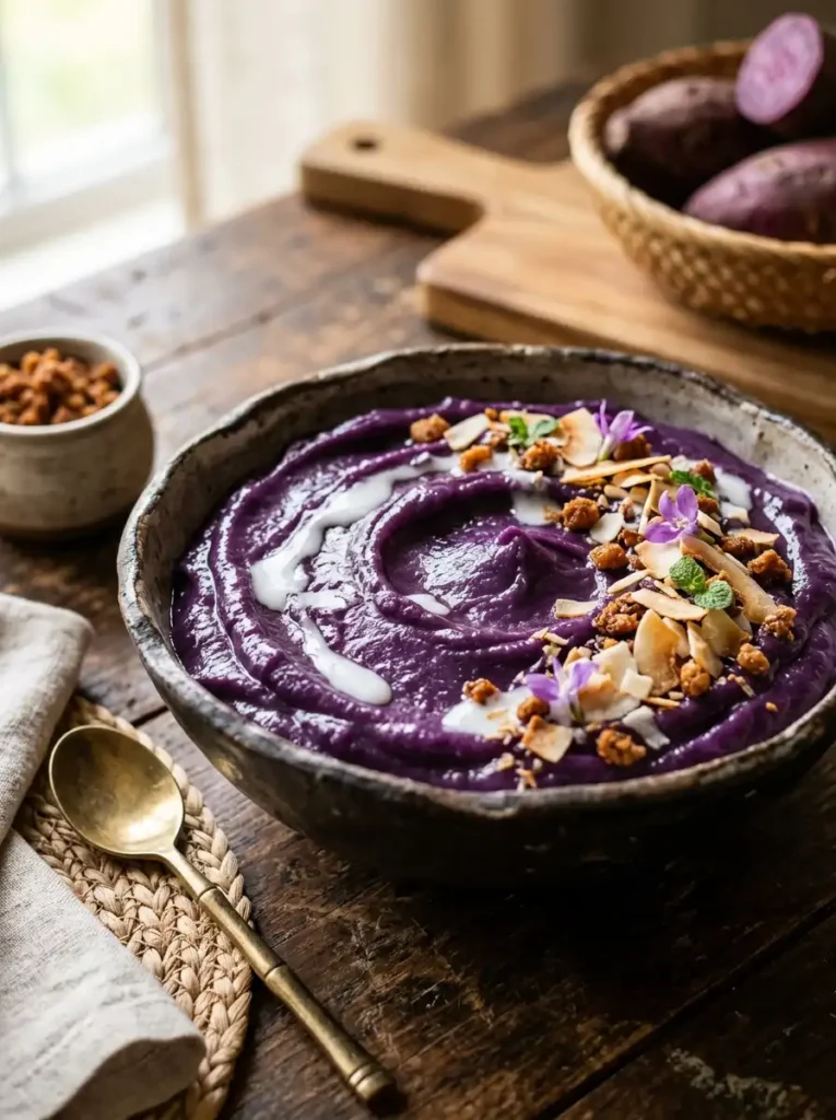 Creamy ube halaya filipino dessert made from purple yam
