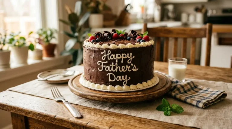 Best Father's Day cake 2026 with chocolate ganache and "Best Dad Ever" message
