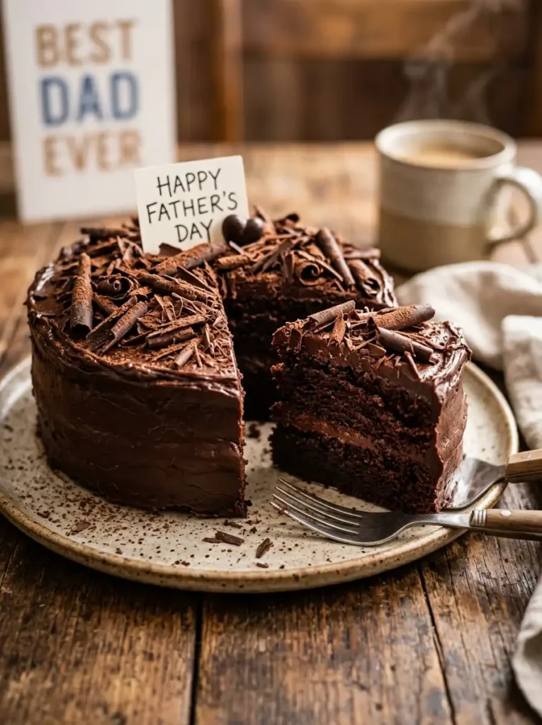 Classic chocolate Father's Day cake with rich frosting