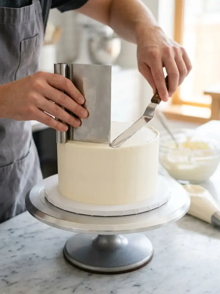 How to get sharp edges when frosting a cake