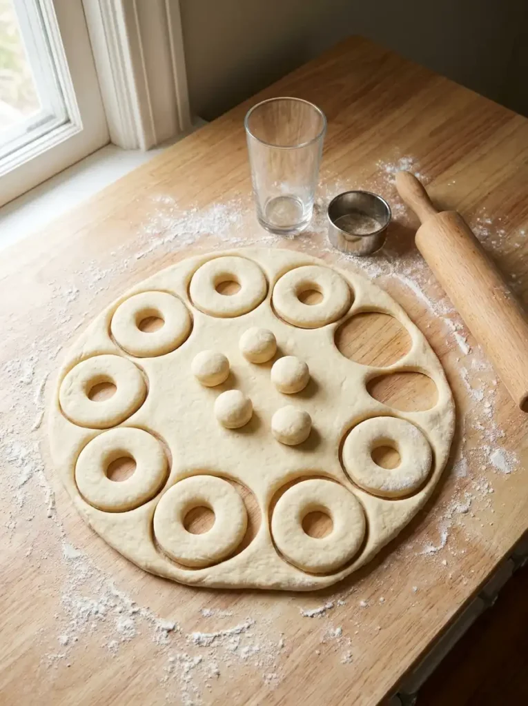 How to make donuts without donut pan using round cutters to cut old fashioned donuts