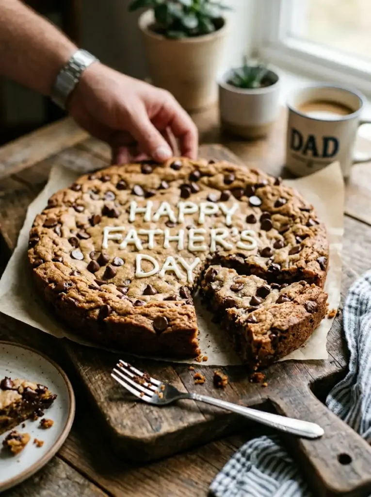 Giant chocolate chip cookie cake for Father's Day