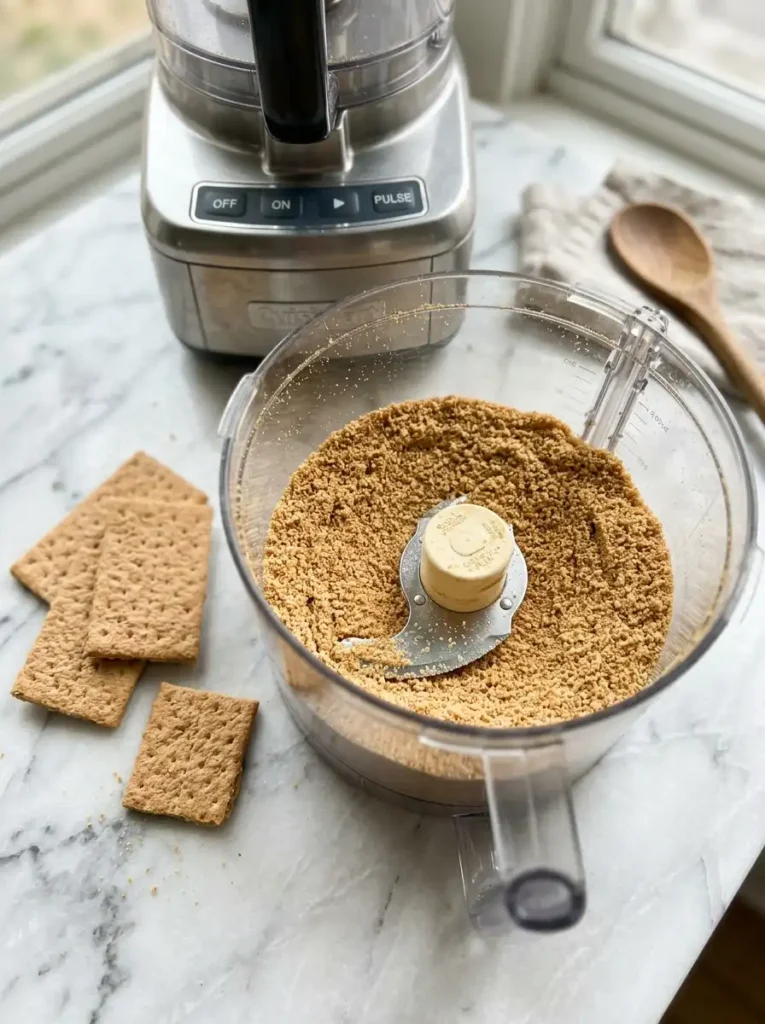 How to make graham cracker crust by crushing crackers into fine crumbs