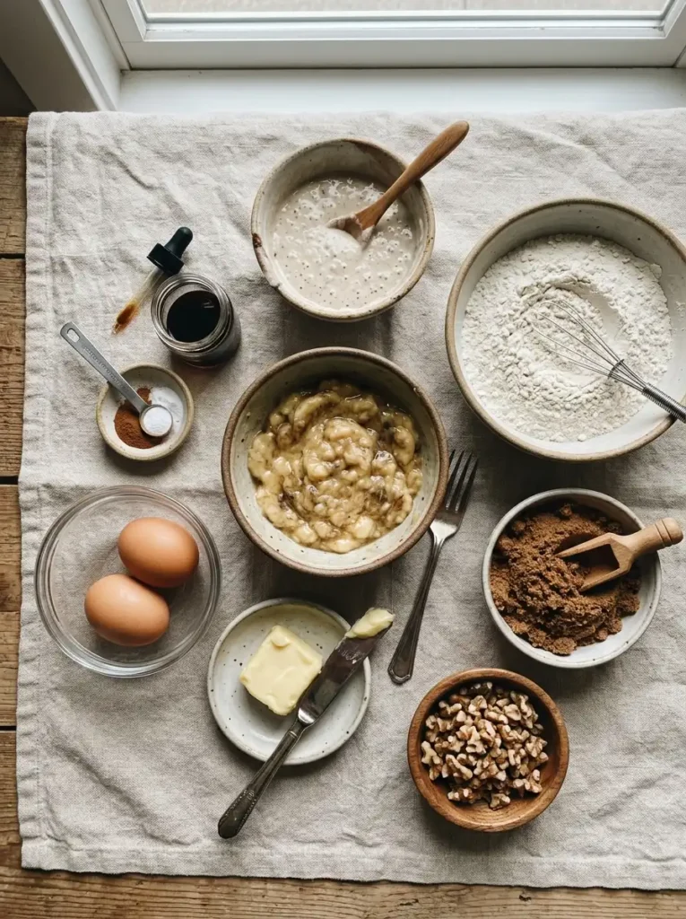 ingredients for sourdough discard banana bread