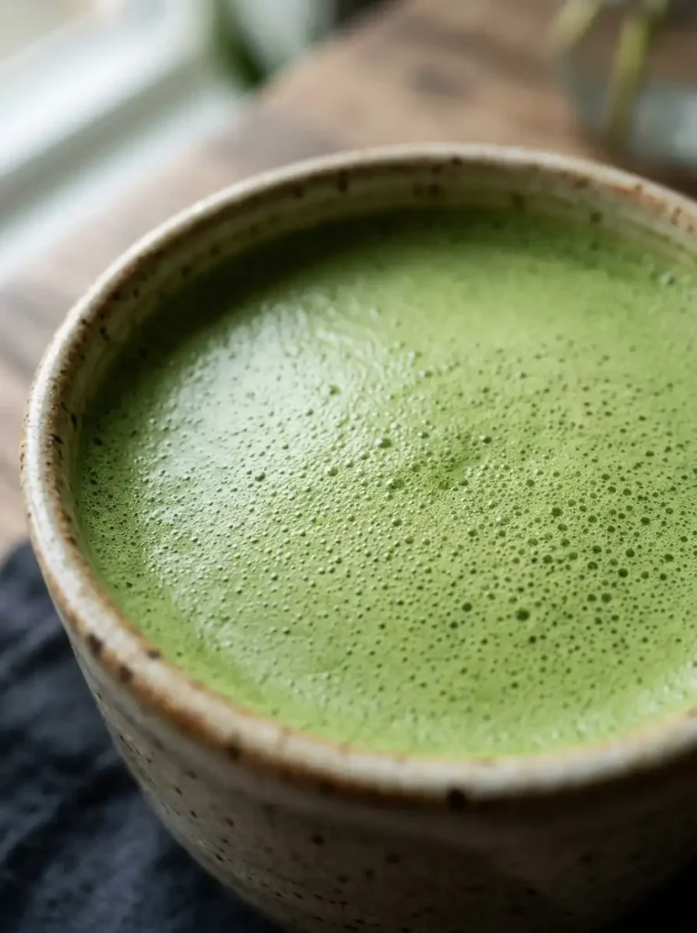 Smooth matcha latte texture with no clumps