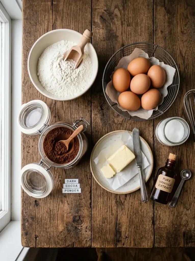 Ingredients for homemade zebra cakes recipe