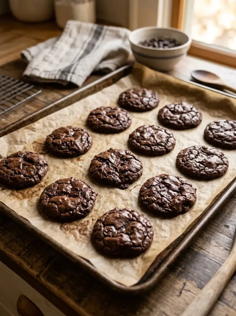 baked-fudge-cookies-on-tray.webp