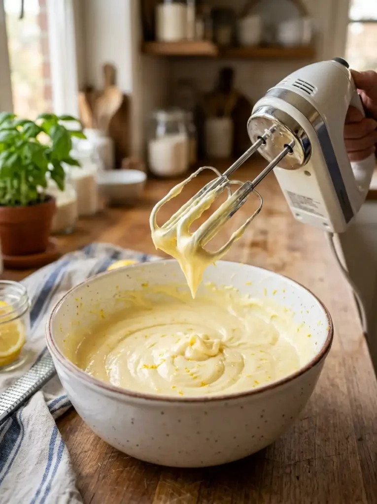Smooth lemon cream cheese filling for no-bake cheesecake