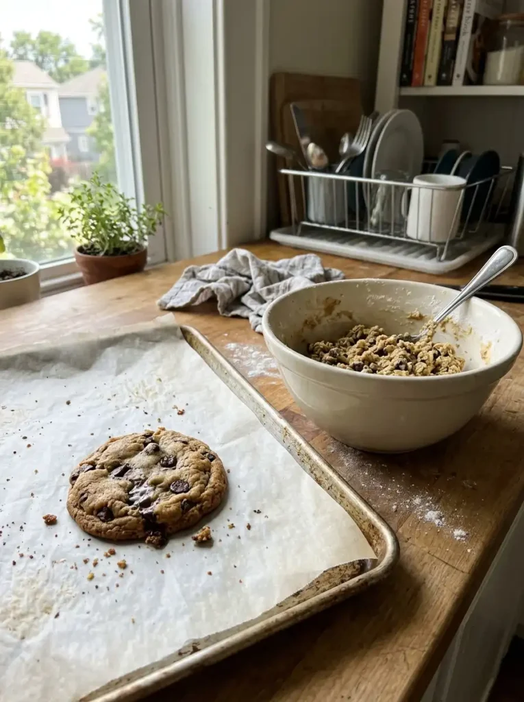 One test cookie baked before baking a full batch of cookie dough, why are my cookies flat