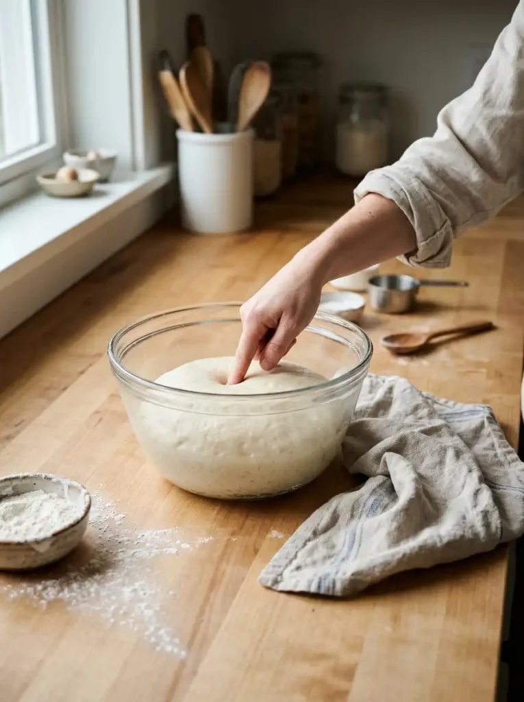 Soft, elastic yeast dough after kneading in a lightly greased mixing bowl.